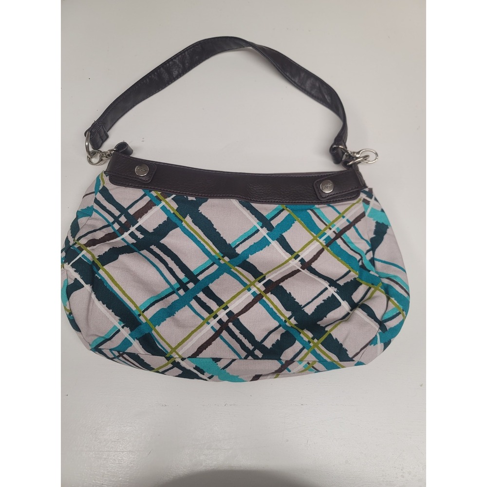 Thirty-One Gifts Plaid Print Shoulder Bag Purse Brown Trim‎